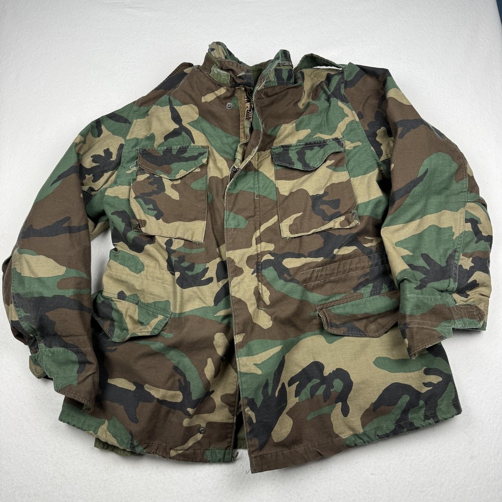 Vintage Winfield MFG CO Coat Mens LT Green Camo Cold Weather M-65 Field 80s